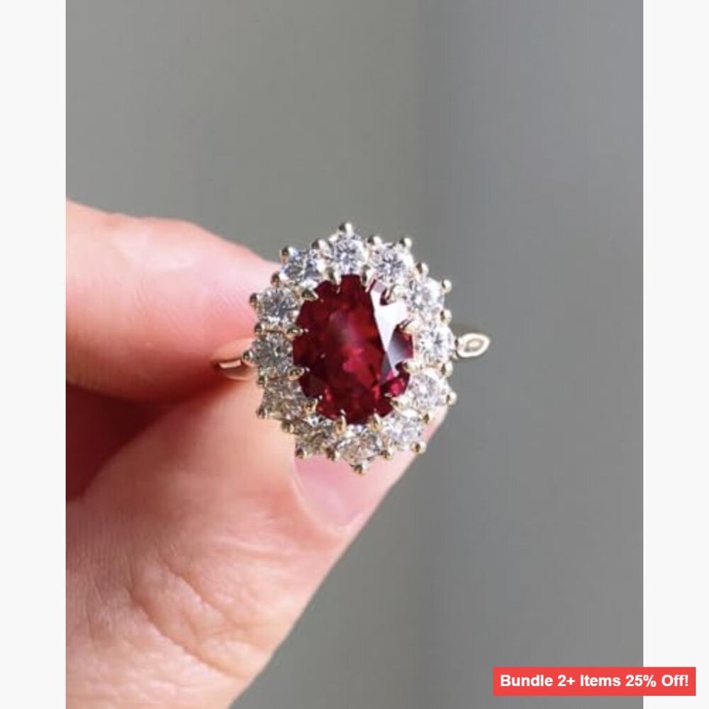 Sterling Silver Halo Ring Size 10 with Pave Setting Synthetic Gemstone - Picture 5 of 5